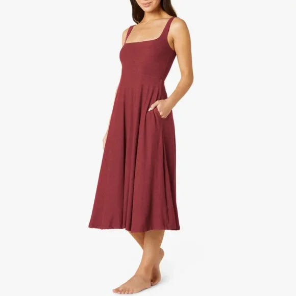fit and flare tank dress Casual Fit & Flare Ribbed Tank Maxi Dress XS / Black / 63% Viscose 27% Nylon 10% Spandex